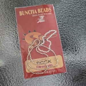 Buncha Beads - Silver-Colored (Rock) Glass Bead Adjustable Bracelet "Strength"